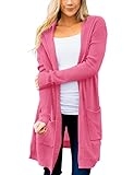MEROKEETY Women’s 2023 Long Sleeve Open Front Hoodie Knit Sweater Cardigan Outwear Magenta @ $16.00