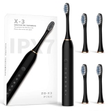 Sonic Electric Toothbrushes USB Rechargeable Ultrasonic Tooth Brush with 4 Brush Heads 6 Cleaning Modes and Smart Timer IPX7 Waterproof Cleaning Toothbrushes for Adults (Black1) @ $8.75