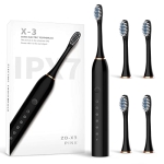 Sonic Electric Toothbrushes USB Rechargeable Ultrasonic Tooth Brush with 4 Brush Heads 6 Cleaning Modes and Smart Timer IPX7 Waterproof Cleaning Toothbrushes for Adults (Black1) @ $8.75