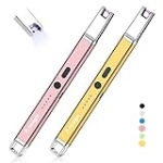 Aneagle Lighter Electric Candle Lighter 2 Packs Upgraded Rechargeable Candle Lighter with LED Flashlight Windproof Flameless and Hanging Hook LED Battery Display Arc Lighter for Candle Grill Camping @ $9.89