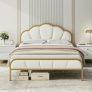 Homfa Queen Size Golden Velvet Upholstered Platform Bed Frame with Headboard for Bedroom @ $143.99