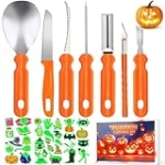 ZYSUN Pumpkin Carving Kit,Halloween Decorations Stainless Steel Pumpkin Carving Tools,Pumpkin Carving Kit for Kids Adults,Carver Tool with Box and Temporary Tattoo,Family DIY Carving Pumpkins Gift @ $5.99