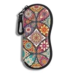 Hion Eyeglass Case Sunglasses Soft Pouch with Belt Clip Ultra Light Neoprene Zipper Eyeglass Case Printed Sunglass Bag for Stylish Portable Travel Glasses Casefor Men & Women(Mandala)
