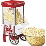 Nostalgia Old Fashioned Hot Air Tabletop Popcorn Machine with Measuring Cap, Oil Free (12-Cups, White and Red) @ $34.99