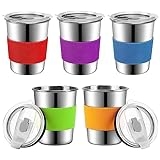 Rommeka Sippy Cups for Toddlers, 8oz Stainless Steel Toddler Cups Spill Proof with Lids and Silicone Sleeves, Stackable Baby Drinking Smoothie Cup for Girls Boys – 5 Pack @ $11.39