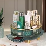 Tdtcy Lazy Susan Makeup Perfume Organizer, 360 Degree Rotating Cosmetic Desk Storage,plastic rotating turn tray container bins,Spinning Bathroom Vanity,Display Case for Lotions (1 Tier,Green) @ $9.20