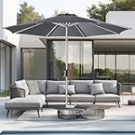 HOMSHADE 10ft Outdoor Patio Umbrella – Market Table Aluminum Umbrella, 5-Year Fade Resistant – UPF50+ UV Protection with Push Button Tilt, Crank for Pool Deck and Garden (Dark Grey) @ $35