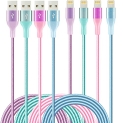 4Colors Lightning Cable HaoKanDe [4-Pack 6/6/6/6ft] iPhone Charger Apple MFi Certified Nylon Braided USB Charging Cord for iPhone 11Pro MAX Xs XR X 8 7 6S 6 Plus SE 5S 5C (Purple+Blue Green Rose) @ $4.46