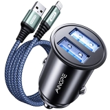 AINOPE iPhone Car Charger Apple MFi Certified 24W USB Car Charger Adapter Fast Charging Cigarette Lighter USB Charger with Lightning Cable for Apple iPhone 13/12 Mini/11/Xs/XR/X/8 Plus/7/6s/5/iPad @ $9.99