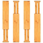 Bamboo Drawer Dividers Organizers Adjustable Expandable Wooden Separators Organization for Kitchen Bedroom Bathroom Dresser 4 Pack (12.5-15.8 inch) by Pipishell @ $9.99