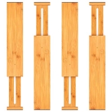 Bamboo Drawer Dividers Organizers Adjustable Expandable Wooden Separators Organization for Kitchen Bedroom Bathroom Dresser 4 Pack (12.5-15.8 inch) by Pipishell @ $9.99