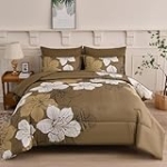 Luxudecor Floral Comforter Set King Size, 7 Pieces Bed in a Bag Brown Floral Comforter and Sheet Set, Soft Microfiber Brown Complete Bedding Sets for All Seasons @ $31