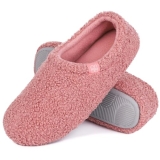 HomeTop Women’s Fuzzy Curly Fur Memory Foam Loafer Slippers Bedroom House Shoes with Polar Fleece Lining (9-10 @ $16.58