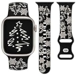 Christmas Two-Tone Engraved Band Compatible with Apple Watch Band 42mm 41mm 40mm 38mm Women Men, Holidays Dressy Cute Festival Soft Silicone Sport Strap for iWatch SE 2/1 Series 10 9 8 7 6 5 4 3 2 1 @ $4.88