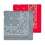 Levi’s Men’s 100% Cotton Multi-purpose Bandana Gift Sets – Headband, Wrap, Protective Coverage, Red/Grey, Pack 2 @ $3.13
