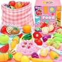 Tagitary Play Food Toy Set,Pretend Play Toy Food for Kids Kitchen,Plastic Fake Food with Cutting Fruits,Veggies,Strawberry Cake and Storage Bag,Learning Toys Birthday Gift for Kids Toddlers @ $10.00
