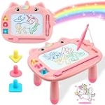 Unicorn Toddler Girl Toys Age 1-3, Colorful Magnetic Drawing Board, Learning Toy for 1 2 3 Year Old Baby, Portable Magna Kids Doodle Travel Essentials, Mess-Free Etch Sketch, Christmas Birthday Gifts