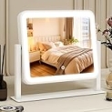 ROLOVE Vanity Mirror with Lights, 14″×12″ LED Makeup Mirror, Lighted Makeup Mirror with Lights, Smart Touch Control 3 Colors Dimmable, Lighted Up Mirror for Makeup Desk, Bedroom, 360° Rotation