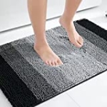 OLANLY Bathroom Rug, Extra Soft Chenille Thick Absorbent Shaggy Mat, Non-Slip Machine Wash Dry Plush Bath Mats for Bathroom, Tub and Shower (24 x 16 Inch, Black) @ $9.99