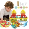 OKREVIEW Snowflake Building Blocks Toys for Kids – 446 Pcs Connecting Interlocking Educational Toy for Kid, Brain Games for Kid STEM Montessori Toys for 3 4 5 6 7 Year Old Boys Girls Gifts @ $10.00