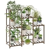 Bamworld Plant Stand Indoor Plant Shelf Outdoor Wood Plant Rack for Multiple Plants 3 Tiers Ladder Plant Pot Holder for Living Room Patio Boho Home Decor for Gardening