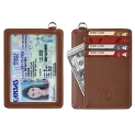 Genuine Italian Leather Wallets Card Holder RFID Blocking Slim Design with ID Window Key Ring Badge Holders @ $4.66