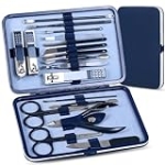 Manicure Set Pedicure Kit Nail Clippers Set Fingernail Clipper Set Ingrown Toenail Nail Kit Scissor Nail Trimmer Kit 18 Pieces Women and Men’s Care Grooming Tools with Fine Case (Dark Blue_18 Pieces) @ $6.80