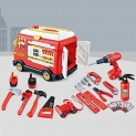 33 PCs Toys Kids Fireman, Fire Truck Series Tools Accessories Playset, Fireman Pretend Play Toy Set, Including Electric Drill Toy for Boy Girl Birthday Gift Outdoor Preschool Ages 3+ Years Old