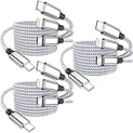 USB C Multi Charging Cable 4FT 3Pack USB C Port 3 in 1 Multi Charger Cable Apple MFi Certified Nylon Braided USB Fast Cord with Type-C Micro USB Lightning for Most Cell Phone/iPad/iPhone/Tablet