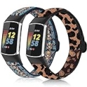 Attbbon 2 Pack Elastic Nylon Bands Compatible with Fit bit Charge 5 Bands, Breathable Adjustable Loop Nylon Stretchy Replacement Band for Fit bit Charge 5 Women/Men @ $4.99