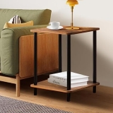 QUICK HORSE 2-Tier Side Table with Natural Wood Legs @ $23.99