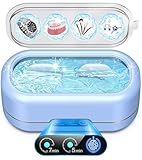 Professional Ultrasonic Jewelry Cleaner with Digital Timer,50KHz Ultrasonic Cleaner Machine with 304 Stainless Steel for Jewelry,Eyeglasses, Rings, Coin, Watch Strap, Dentures, Hygiene Items (Blue)