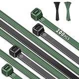 8 Inch Cable Zip Ties, 200pcs, PA66 Heavy Duty with 42 Lbs Tensile Strength, Multicolor Self-locking Nylon Cable Ties for Home Office Gardening Fence Farming, Green & Black @ $9.99 ($0.05 / Count)