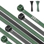 8 Inch Cable Zip Ties, 200pcs, PA66 Heavy Duty with 42 Lbs Tensile Strength, Multicolor Self-locking Nylon Cable Ties for Home Office Gardening Fence Farming, Green & Black @ $9.99 ($0.05 / Count)
