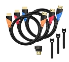 High-Speed HDMI Cable 6ft (3 Pack)- 6 Foot HDMI Cables Cord with Gold Plated Connectors, Bonus Cable Tie and Right 90 Degree Angle Adapter