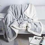 DISSA Sherpa Blanket Fleece Throw – 51×63, Grey & White – Soft, Plush, Fluffy, Fuzzy, Warm, Cozy, Thick – Perfect for Couch, Bed, Sofa, Chair – Reversible Throw Blanket @ $26.99