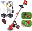 Electric Weed Eater Cordless Weed Wacker Battery Powered 3-in-1 Brush Cutter Grass Trimmer Edger 2000mAh Lightweight Push Lawn Mowers Garden Lawn Edger Tool with Upgraded Wheel @ $67.39