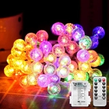 MIGVELA LED Small Bubble String Light 196.85 in 50 Lights Four Color Light with Waterproof Battery Box @ $8.70