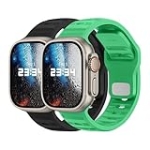 DONEGANI UC2 Sport Band Compatible with Apple Watch Bands Ultra Se 49mm 45mm 44mm 42mm 41mm 40mm 38mm Men Women serieses 9 8 7 6 5 4 3 2 1 iWatch Strap Silicone Black/Poison Green, 2 pcs @ $5.99