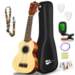 Everjoys Soprano Ukulele Beginner Pack-21 Inch w/Rainbow String Free Online Lesson Gig Bag Fast Learn Songbook Digital Tuner Pick All in One Kit @ $$49.99