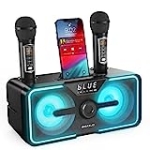 BIGASUO Karaoke Machine for Adults Kids with 2 UHF Wireless Microphones, Portable Bluetooth Singing PA Speaker System with LED Lights for Home Party, Wedding, Church, Picnic, Outdoor/Indoor @ $49.49