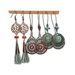 LuckyZZXY Women Earrings 3 Pairs Set Bohemian Ear Drops Tassel Hollow Ear Drop Boho Dangle Earrings Vintage Jewelry for Women, Women Jewelry Set Christmas Gifts(Turquoise D) @ $2.99