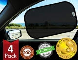 kinder Fluff Car Window Shade (4Pack)-The Only Certified Car Window Sun Shade for Baby Proven to Block 99.95% UVR – Mom’s Choice Gold Award Winning -Car Window Shade for Baby- Car Seat Sun Protection @ $11.85