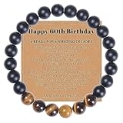 Nolang Birthday Bracelet Gift for Men, Adjustable Natural Tiger Eye Bead Bracelet, 30th/40th/50th/60th/70th Birthday Gifts for Dad Son Boyfriend Husband Grandpa Father’s Day Gift @ $7.99
