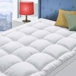 King Size Mattress Topper for Back Pain, Cooling Extra Thick Mattress Pad Cover with 8-21 inch Deep Pocket, Plush Pillow Top Mattress Topper Overfilled with Down Alternative, King Size, White @ $45.00