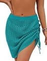 MEROKEETY Women’s Summer Swimsuit Cover Ups Sexy Crochet Casual Beach Mini Skirt Sarong Cover Up, Lakegreen, Small @ $16.79