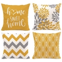 Hexagram Yellow Geometric Pillow Covers 18×18 Set of 4,Decorative Couch Throw Pillow Cover for Sofa Bedroom,Linen Farmhouse Cushion Case Outdoor Home Decoration(Yellow)