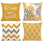 Hexagram Yellow Geometric Pillow Covers 18×18 Set of 4,Decorative Couch Throw Pillow Cover for Sofa Bedroom,Linen Farmhouse Cushion Case Outdoor Home Decoration(Yellow)