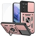 Design for Galaxy S21 Plus 5G Phone Case with Screen Protector Ring Holder Kickstand Heavy Duty Shockproof Hybrid Rugged Protective Cover for Samsung S21+ S21PlusWomen Men Girls 6.7 inch Rose Gold @ $5.49