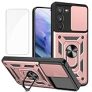 Design for Galaxy S21 Plus 5G Phone Case with Screen Protector Ring Holder Kickstand Heavy Duty Shockproof Hybrid Rugged Protective Cover for Samsung S21+ S21PlusWomen Men Girls 6.7 inch Rose Gold @ $5.49
